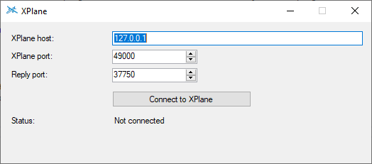 XPlane connection dialog